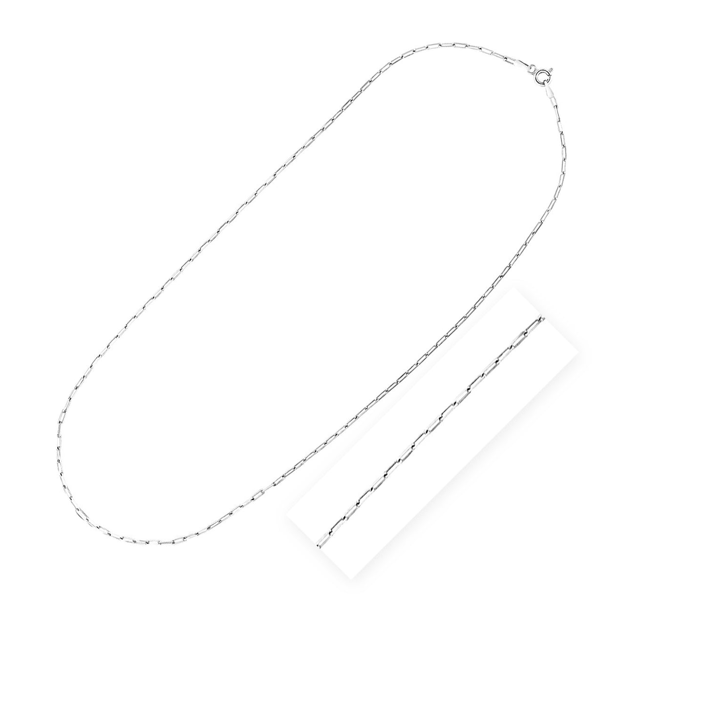 Sterling Silver Rhodium Plated Paperclip Chain (1.80 mm)