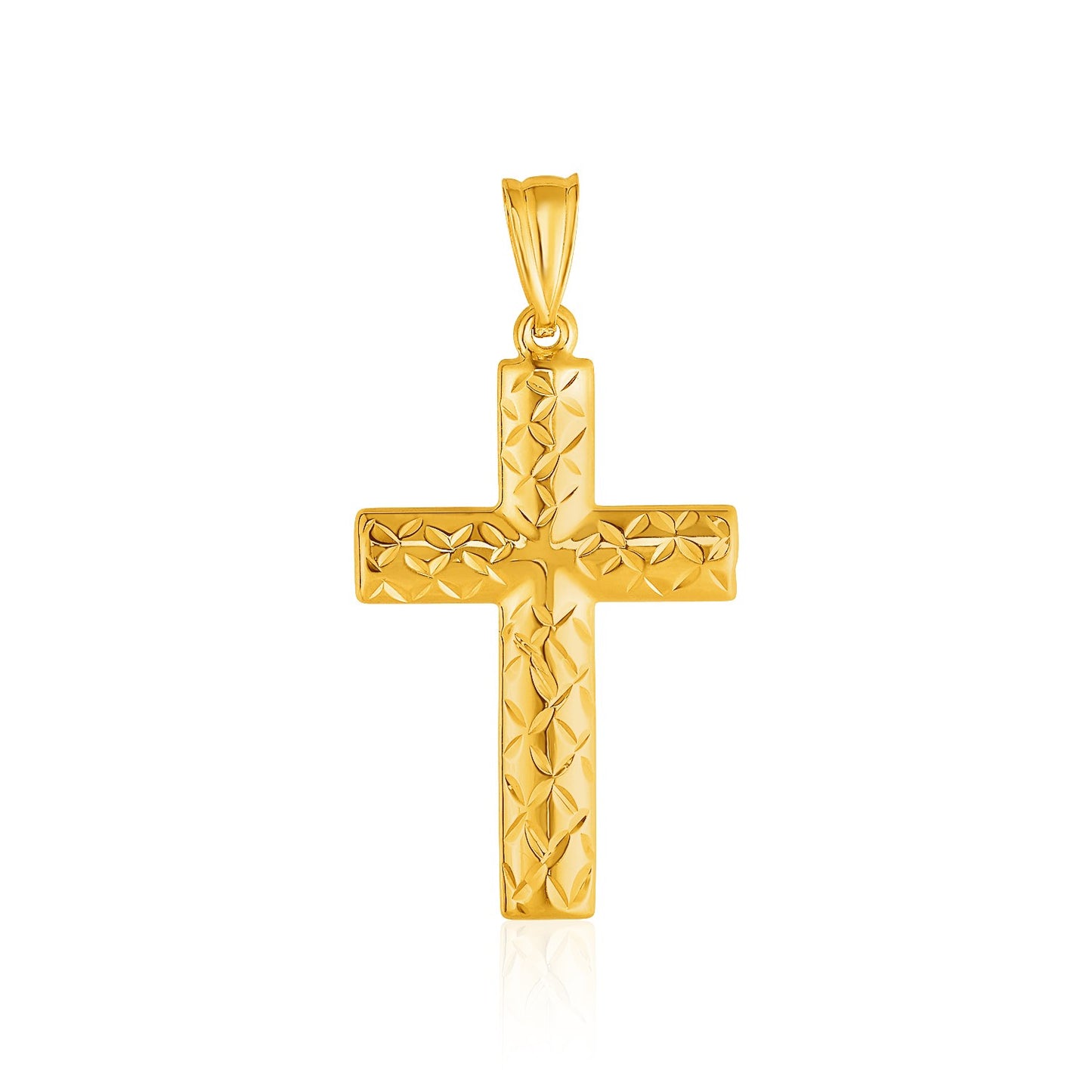 14k Yellow Gold Reversible Textured Cross Pendant